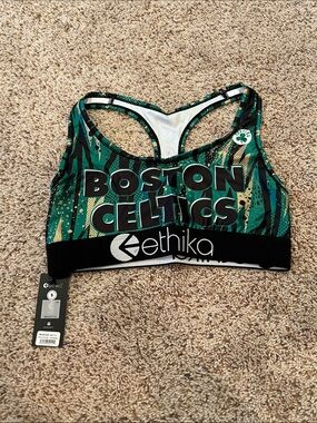 ethika Green and Black Boston Celtics Women's Sports Bra